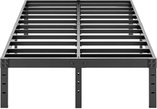 Miniatura 11 de ALDRICH Base de cama metálica de 18 pulgadas para cama individual - Plataforma básica de listones de acero negro, fácil de montar, resistente y sin