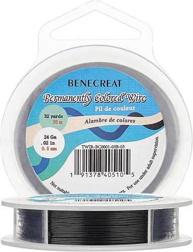 BENECREAT 98 pies 0.02 pulgadas (0.5mm) alambre de cuentas de 7 hebras negro alambre de acero inoxidable recubierto de nailon para collar, pulsera,