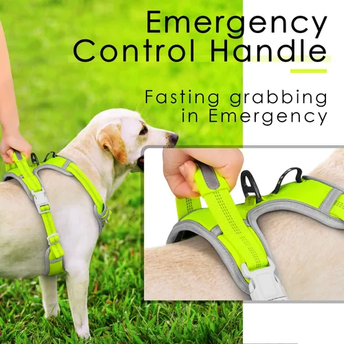 Miniatura 4 de ThinkPet Juego de arnés deportivo sin tirones, arnés deportivo transpirable con asa, chaleco de seguridad acolchado reflectante para perro con Arnés