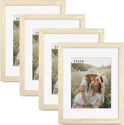 Miniatura 14 de Momentworth Portarretratos de 4 x 6 pulgadas con paspartú para 3.5 x 5 pulgadas, marcos de fotos con grano de madera negra envejecida para pared