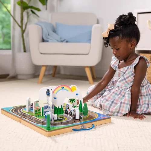 Miniatura 2 de Melissa & Doug Juego de aeropuerto para llevar, vehículos, pistas incorporadas para niños y niñas de 3 años en adelante - Certificado FSC