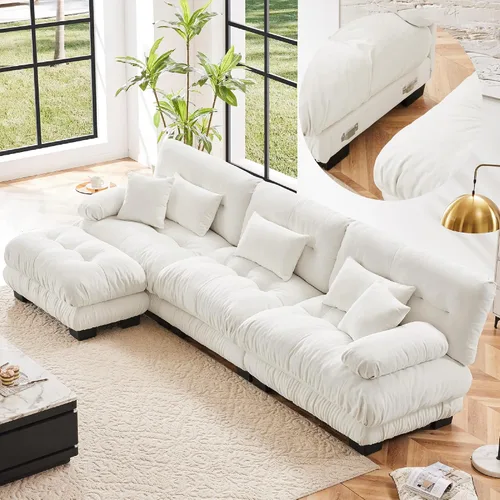 Miniatura 32 de KEIKI Sofá modular de 94 pulgadas con 4 almohadas, cómodo juego de sofá biplaza Cloud para sofá de asiento profundo suave y profundo, sofá biplaza