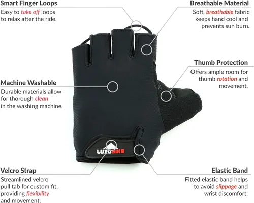 Miniatura 2 de LuxoBike - Guantes de ciclismo guantes de bicicleta de montaña guantes de bicicleta Antideslizante absorción de golpes acolchado transpirable medio