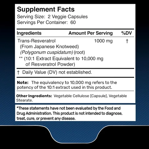 Miniatura 4 de WELLNESS LABSRX Suplemento de resveratrol de 1000 mg, 120 cápsulas (suministro de 60 días), trans-resveratrol de alta pureza ultra fuerte para un