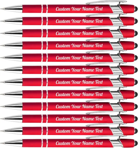 Miniatura 56 de 12 bolígrafos personalizados a granel con grabado sin nombre, bolígrafos personalizados con lápiz capacitivo, logotipo de mensaje de texto grabado