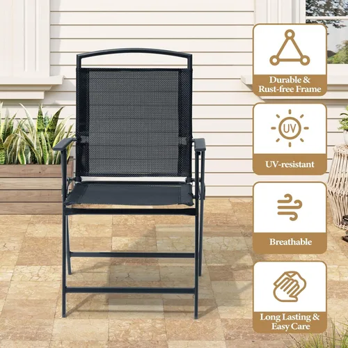 Miniatura 3 de Crestlive Products Juego de 4 sillas plegables para patio, sillas plegables para exteriores con marco duradero resistente al óxido