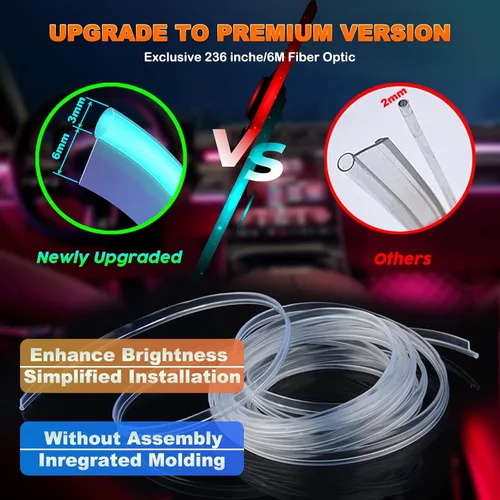 Miniatura 2 de Jushope - Luces LED para automóvil, luces interiores con control inalámbrico por aplicación/control remoto RF/botón, kit de iluminación ambiental