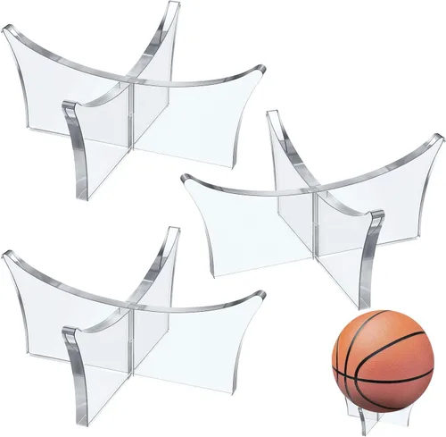 Miniatura 9 de CANIPHA Soporte de bola de acrílico - Soporte de exhibición para fútbol, baloncesto, fútbol, voleibol, rugby y más - Escaparate de trofeos