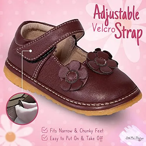 Miniatura 4 de Little Mae's Boutique Mary Jane - Zapatos chirriantes para niñas pequeñas, ideales para caminar con chirriador extraíble y correa ajustable, zapatos