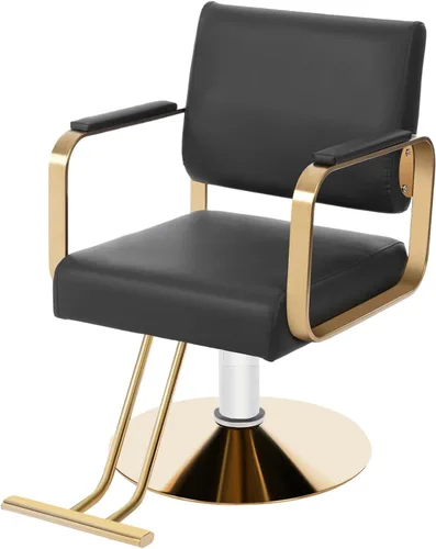 Silla de salón para estilista, silla de peluquería hidráulica con giro de 360°, silla de estilo ajustable en altura para peluquería, salón de Negro