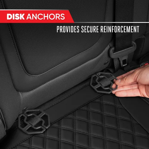 Miniatura 8 de Motor Trend - Cojín de asiento trasero, funda de piel sintética con costuras en diamante para automóvil, camión y SUV, acolchado, impermeable, Negro