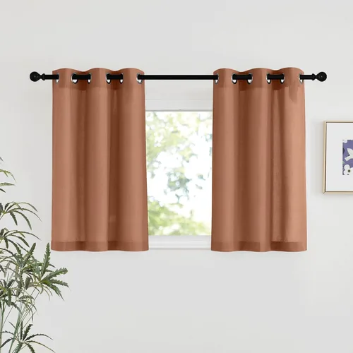 Miniatura 196 de NICETOWN Cortinas de lino natural con textura de lino para dormitorio, mezcla de lino rústica con ojales en la parte superior, semitransparentes