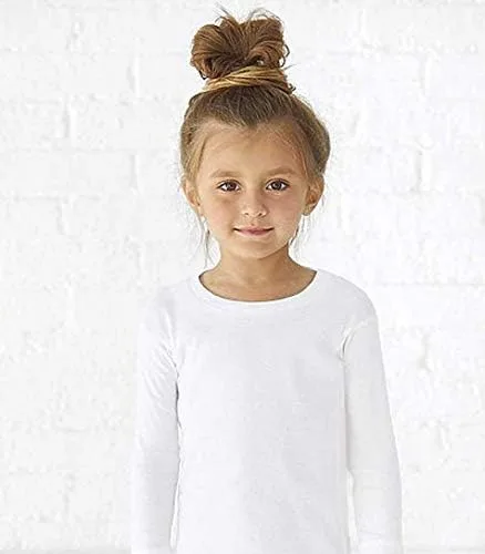 Miniatura 2 de Brix Camisetas de manga larga para niñas pequeñas, cuello redondo, algodón, Flexy, paquete de 4 unidades.