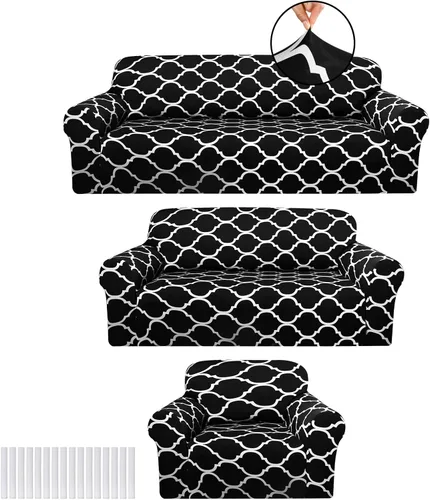 Miniatura 8 de Peryiter Juego de 3 fundas para sofá para sala de estar, fundas para muebles de sofá y sillones, funda para sillón con brazos, protector de muebles