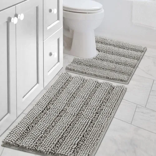 Miniatura 190 de H.VERSAILTEX - Alfombras de baño, juego de 2 piezas, alfombra de contorno para baño, juego de alfombras para inodoro, alfombra antideslizante
