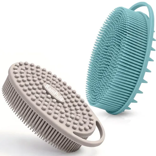 Miniatura 9 de RamPula Limpiador corporal de silicona, esponja de silicona, limpiador de baño, guante de esponja de ducha, cepillo corporal exfoliante