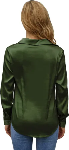 Miniatura 5 de Blusa de seda de manga larga para mujer informal para oficina trabajo