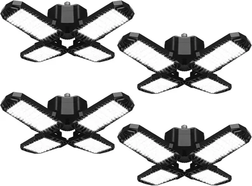 Miniatura 9 de AUDLES Paquete de 4 luces LED de garaje, 240 W, 24000 lm, 6500 K, luces LED de techo, con 7+1 paneles deformables, base con rosca E26/E27