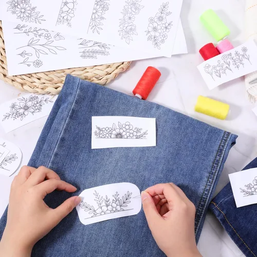 Miniatura 6 de Estabilizador de Bordado Soluble en Agua 3 Hojas Estabilizador Soluble en Agua para Patrones de Bordado Papel para Pegar y Coser Diseños de Papel