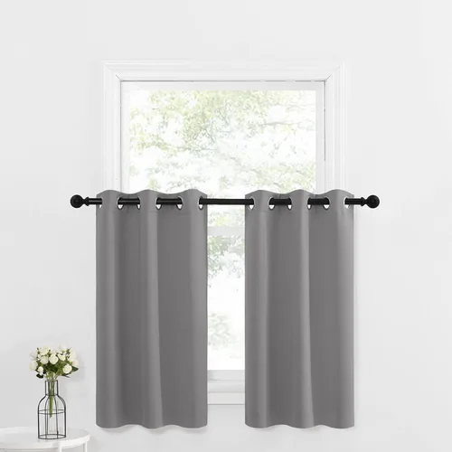 Miniatura 180 de NICETOWN Cortinas opacas de cocina para ventana sobre el fregadero, aislamiento térmico, decoración del hogar, pequeños niveles opacos con ojales