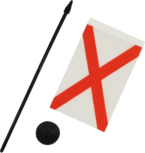 Miniatura 3 de Bandera de mesa de Alabama de 4 x 6 pulgadas - Bandera de escritorio del estado de Alabama de los Estados Unidos de 5.9 x 3.9 in - Barra y base