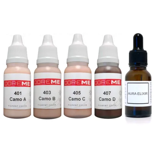 Doreme Kit de maquillaje permanente pigmento de tono de piel, cubierta de areola, color de tinta de camuflaje, conjuntos de micropigmentación de