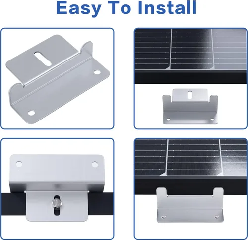 Miniatura 5 de JJN Soportes de montaje en panel solar, 1 juego de 4 unidades de soportes de montaje de panel solar, soportes de aluminio ligero sin corrosión