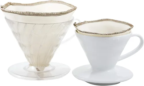Miniatura 3 de CoffeeSock Filtros de café reutilizables Hario V60 tamaño 01 – Paquete de 2 filtros de tela de algodón orgánico con certificación GOTS para gotero