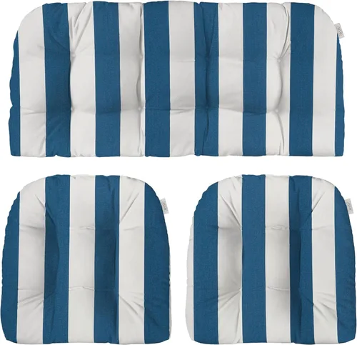 Miniatura 25 de RSH DECOR: Sunbrella 3-Piece Tufted Wicker Cushion Set 44" x 22" & 22" x 22" Outdoor Loveseat & U-Shaped Seat Cushions Crafted with