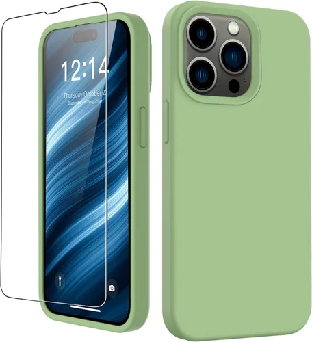 Miniatura 72 de bemal Funda para iPhone 14 Pro con protector de pantalla, silicona líquida de ajuste delgado, forro de microfibra suave, diseñada para mujeres