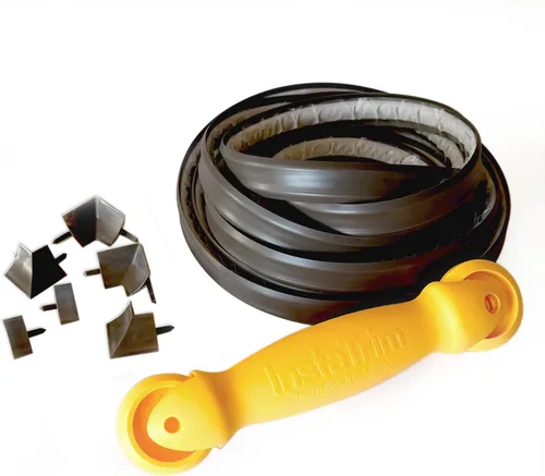 Miniatura 16 de InstaTrim Paquete de Molduras Flexibles Autoadhesivas con Aplicador - Kit de Calafateado de Molduras con Tira de Calafateo Negra de 10 pies de 1/2