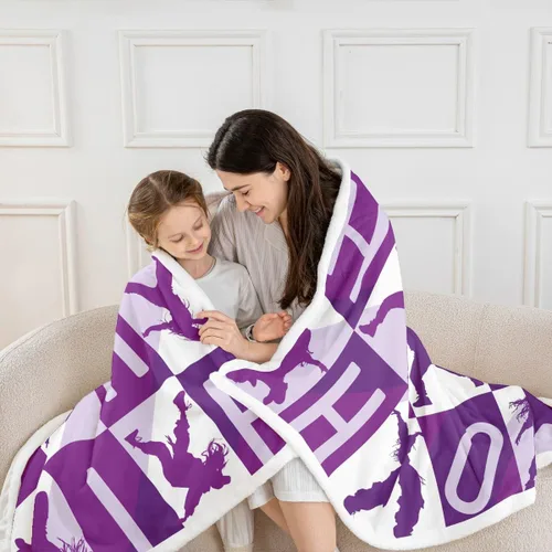 Miniatura 5 de Feelyou Manta Estilo Hip Hop - Manta Sherpa de Vellón de Baile Callejero para Sofá, Silla, Sofá - Manta de Felpa Cálida 50"x60" - Diseño Morado