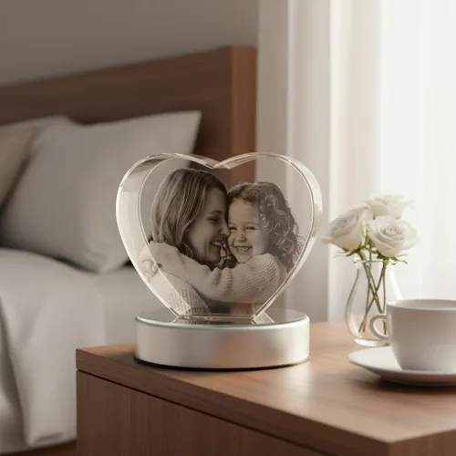 Miniatura 3 de Foto de cristal 3D con forma de corazón personalizada, regalo de imagen de cristal grabada con láser para papá, marido, abuelo, día del padre
