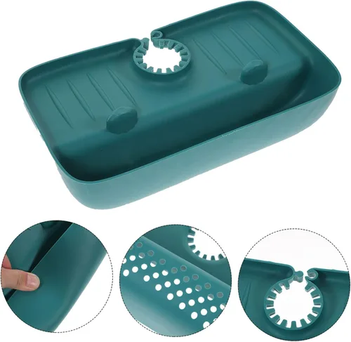 Miniatura 5 de Estante de almacenamiento para fregadero de cocina, tapete de prevención de salpicaduras de agua, organizador de drenaje para fregadero, fácil