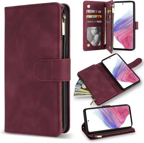 Miniatura 12 de ZZXX Samsung Galaxy A53 5G - Funda para teléfono celular con bloqueo RFID, cartera, soporte, piel sintética suave de alta calidad, color negro, 6.5