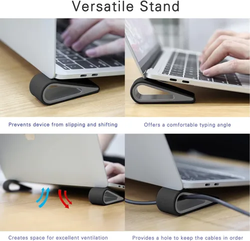 Miniatura 2 de MoKo Soporte universal para teclado de computadora portátil/computadora, [4] antideslizante de silicona inclinable con cuña elevadora estable, Negro