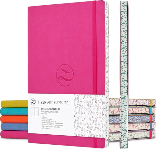 Lindo Diario Grande de Puntos B5 - Disfruta del Bullet Journaling con Cubierta Suave de 7x10 pulgadas, Papel Grueso de 120gsm Sin Traspaso, Diario