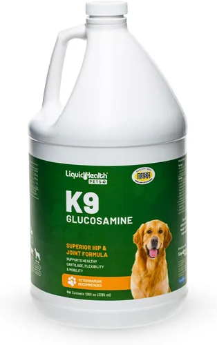 LIQUIDHEALTH Glucosamina líquida K9 de 128 onzas para perros, cachorros y adultos mayores - condroitina, MSM, ácido hialurónico - salud de la cadera