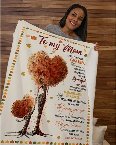 Miniatura 5 de Manta personalizada para mamá de hija e hijo, manta personalizada para el día de la madre con nombres de los niños, manta con texto en inglés «To My