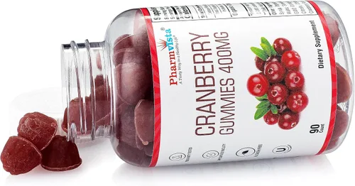 Miniatura 5 de Pharmvista Gomitas de arándano para niños y adultos, 400 mg, sin gluten, sin alérgenos, suplemento vegano rico en nutrientes, masticables