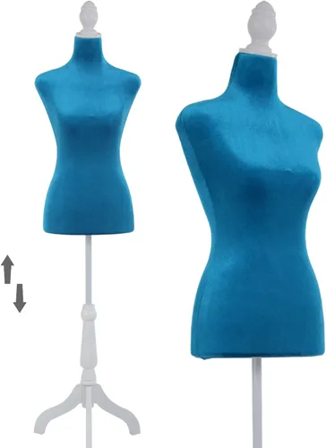 Miniatura 10 de Base de trípode de madera, maniquí femenino, forma de vestido de torso de 50 a 63 pulgadas, altura ajustable para coser, cuerpo de espuma (gris)
