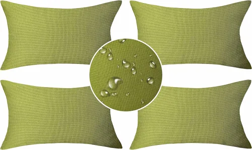 Miniatura 10 de Demetex Fundas de almohada de exterior de 16 x 16 pulgadas, impermeables, fundas de almohada decorativas de lino para sala de estar, balcón, jardín