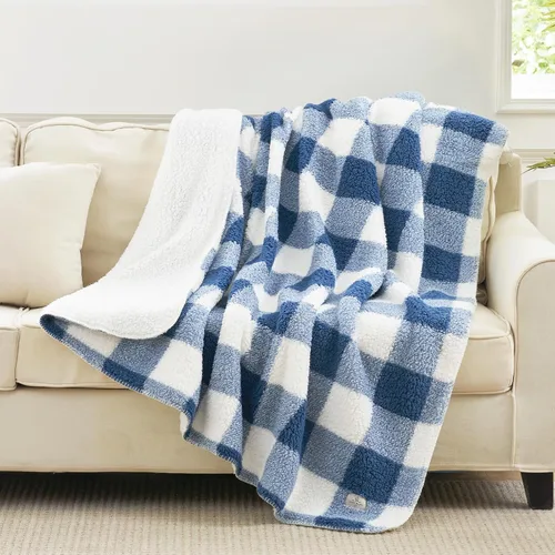 Miniatura 18 de Cozy Bliss Manta Sherpa de lujo para sofá, manta gruesa reversible de cuadros Buffalo de alta calidad, cálida y acogedora manta suave para el hogar