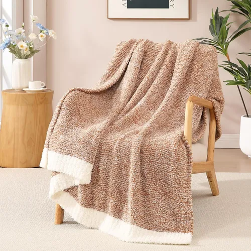 Miniatura 32 de WRENGONGE - Manta a rayas de color caqui, suave, acogedora, mullida, cálida, para sillón, sofá, cama o viajes, ligera, 50 x 70 pulgadas, regalo
