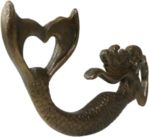 Miniatura 3 de Ebros Gift Rústico Vintage Hierro Fundido Metal Bronce Náutico Costero Sirena Sirena Sirena Mano Soda Cerveza Botella Tapa Abridor Como Sirenas Bajo