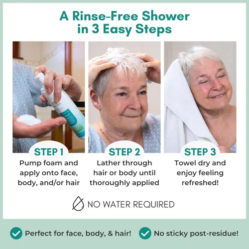 Miniatura 8 de Nurture - Gel de baño y champú sin enjuague con aloe Espuma limpiadora sin agua para el cabello y el cuerpo de grado hospitalario Mujeres