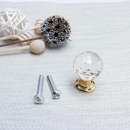 Miniatura 7 de uxcell 10 pomos de cristal de 0.787 in de diámetro, base de aleación de aluminio, perilla de forma redonda, manija de cajón para muebles, puerta