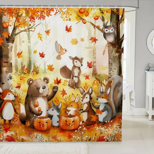 Miniatura 38 de Manfei Cortina de Ducha de Aguacate Lindo Estampado de Aguacate de Dibujos Animados Cortina de Baño para Niños y Niñas Tema de Frutas Cortina