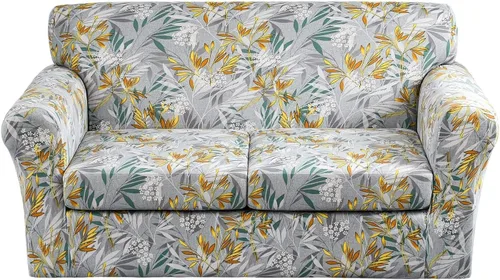 Miniatura 13 de Fundas elásticas para sofá de 1/2/3 cojines, funda estampada con fundas de cojín de asiento separadas, fundas de sofá lavables, protector de muebles