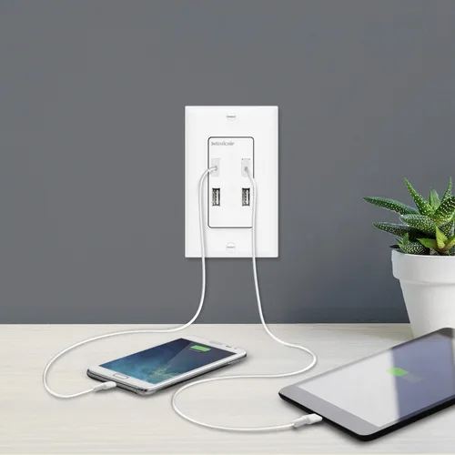 Miniatura 5 de TOPGREENER Receptáculo de salida de pared de 4 puertos USB de ultra alta velocidad de 5.8A, compatible con iPhone SE/11/XS/XR/X/8, Samsung Galaxy